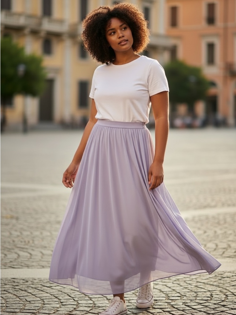 Everyday Elastic-Waist Maxi Skirt — Dusty Lavender